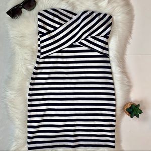 AEO Navy Blue Striped Tube Mini Dress xsmall